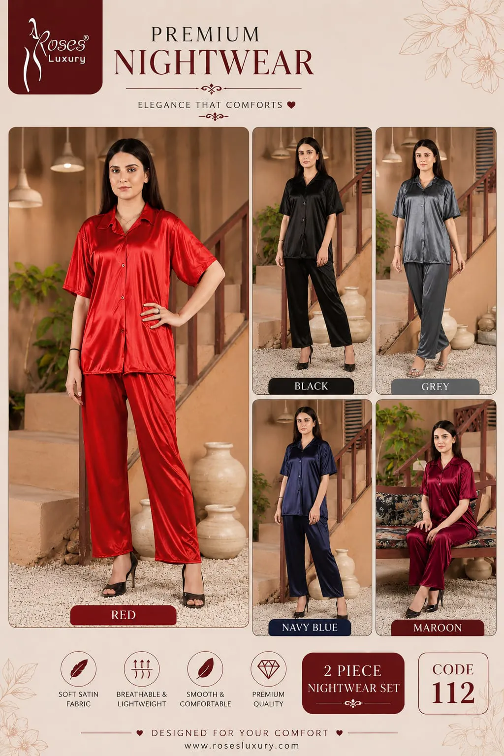 Satin Night Suits online in Pakistan